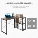 Scrivania Angolare da Ufficio 120x73,2x75 cm in Legno e Acciaio Marrone