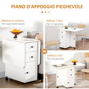 Tavolo a Ribalta per 6 Persone max con 2 Cassetti Armadietto e Ripiano 120x60x76,5 cm in Truciolato Bianco