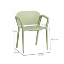 Set 4 Sedie da Giardino 60x56x75 cm dal Design Moderno Impilabili Verde  