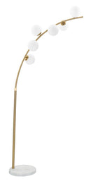 Lampada da Terra Glamy Arc 6 Luci 130x45x220 cm in Ferro e Vetro Oro e Bianco      