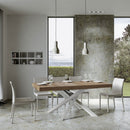 Tavolo Allungabile 160-420x90x77 cm Volantis Quercia Natura Telaio Bianco 