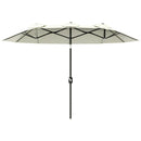 Ombrellone da Giardino 295x152x222 cm Copertura Doppia Inclinabile con Apertura a Manovella Beige  