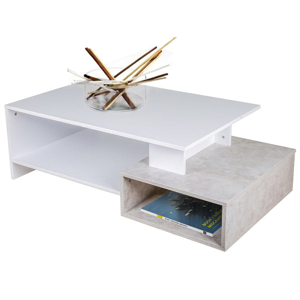 online Tavolino da Salotto Design Moderno 106,5x60x34,5 cm in MDF Bianco e Cemento