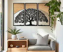 Pannello da Muro Arc Ferro e Wood Set 3pz 105x2x70 cm in Ferro e MDF Nero e Marrone      
