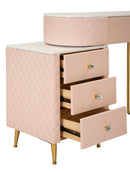 Toeletta Sharon Rosa con Puff 120x40x75 cm in Pino e MDF e Metallo e Plastica      