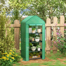 Serra per Piante a 4 Ripiani con Porta Avvolgibile 69x49x158 cm in Metallo e PE Verde Scuro