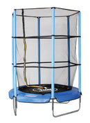 Trampolino Tappeto Elastico Ø140x185 cm in Acciaio con Rete di Protezione Blu 