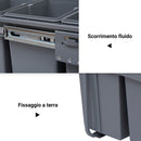 Pattumiera Differenziata 3 Contenitori 48x34,2x41,8 cm 40lt per Mobili Grigio