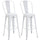 Set 2 Sgabelli da Bar Stile Industriale Schienale Rimovibile 44x49x116 cm in Metallo Bianco