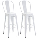 Set 2 Sgabelli da Bar Stile Industriale Schienale Rimovibile 44x49x116 cm in Metallo Bianco