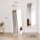 Specchio da Terra e da Muro Rettangolare 155x45 cm Struttura in Alluminio Bianco      