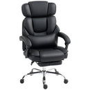 Sedia da Ufficio Presidenziale 69x72x118-126 cm con Poggiapiedi e Supporto Lombare in Pelle PU Nero  