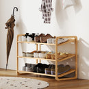 Scaffale Scarpiera a 3 Livelli per 12 Paia di Scarpe 76x33x50,8 cm con Ripiani a Doghe in Bambù    