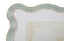 Cornice Elizabeth Celeste 17,5x1,3x22,5 cm in Zinco e Vetro Azzurro e Argento      