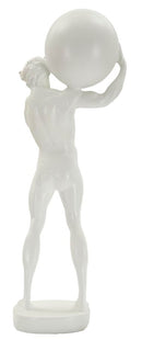 Statuetta Atlas 18x12,5x50 cm in Resina Bianco      