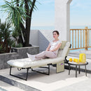 Lettino da Giardino 68x189x30 cm Pieghevole e Reclinabile con Tasca Laterale in Poliestere Beige      