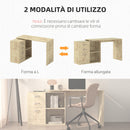Scrivania da Ufficio Angolare 3 Cassetti e Ripiani Aperti 117x83,5x76 cm in Legno e Metallo Noce
