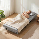 Poltrona Letto 75x88x78 cm con Schienale Regolabile e Cuscino in Tessuto Effetto Lino Grigio Chiaro      