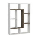 Libreria 100x136h cm Liam bianca dettaglio geometrico noce 