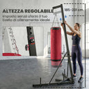 Supporto per Sacco Boxe Regolabile 175x91x185-231 cm con Base Triangolare e Sacco da Boxe in Acciaio e Tela Rosso      
