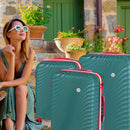 Set 3 Valigie Rigide con Ruote Easy Roll Trolley Bagaglio da Viaggio Verde      