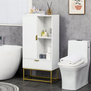 Mobiletto Bagno 60x30x120 cm in MDF e Acciaio Bianco