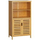 Mobiletto Bagno Salvaspazio 50x29x92 cm Armadietto e 2 Ripiani Aperti in Legno   
