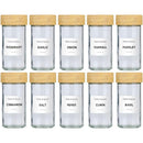 Set 12 Barattoli Portaspezie con Dosatore e Etichette Organizer da Cucina in Vetro e Bambù      