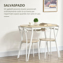 Set Tavolo e 2 Sedie  da Giardino in MDF e Acciaio Bianco e Legno