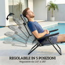 Set di 2 Sedie Campeggio 63x75x80 cm Portatili e Pieghevoli con Schienale Regolabile in Poliestere Grigio Chiaro      