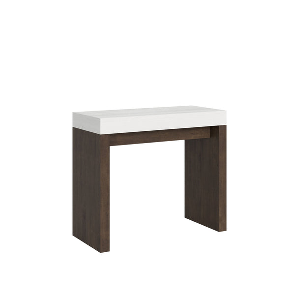 Consolle Allungabile 90-300x40x77 cm in Nobilitato Bianco e Noce acquista