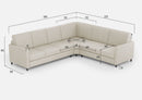 Divano Angolare 6 Posti 281x221x85 cm Karay in Tessuto Latte