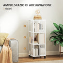 Libreria Moderna a 3 Ripiani 35x35x99 cm con Ruote in Metallo a Rete Bianco  