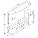 Parete Attrezzata Soggiorno Bridge 207x34x170 h cm in Truciolare bilaminato Rovere grigio