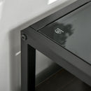 Armadietto 2 Ante 82x30x98 cm con Piano in Vetro Temperato Marrone e Nero