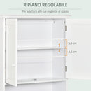 Pensile Mobile Bagno Sospeso con Armadietto a 2 Ante e Ripiano Aperto 60x20x70,5 cm in MDF Bianco 