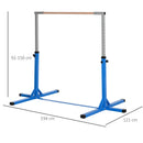 Sbarra per Ginnastica Artistica o Danza Classica Altezza Regolabile 92-150 cm in Acciaio e Legno Blu  