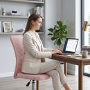 Sedia da Ufficio Ergonomica Girevole 43x58x90-100 cm Senza Braccioli in Tessuto Traspirante a Rete Rosa      
