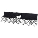 Panchina Pieghevole da Campeggio 6 Posti 306x48x82 cm  Flexi Nero