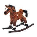 Cavallo a Dondolo con Suoni in Peluche e Legno di Pioppo Marrone Scuro 