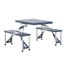 Set Campeggio Tavolino Pieghevole 4 Sedie in Alluminio e Plastica Grigio