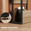 Tavolino da Soggiorno 46x18x58,5 cm in Stile Industriale con 2 Ripiani in Legno e Metallo Color Noce Scuro      