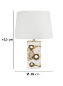 Lampada da Tavolo Florida Ø30x43,5 cm in Ceramica e Ferro e Tessuto Bianco e Oro      
