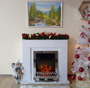 Camino Elettrico da Pavimento 85x95x30 cm Effetto Fiamma 2000W Arthur & Galileo Silver Bianco