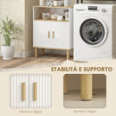 Mobile Bagno Autoportante Canettato 60x29,5x76,5 cm con Ripiano Regolabile Bianco e Legno di Pino Naturale      