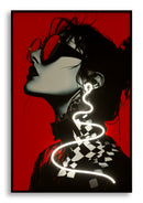Stampa con LED su Tela Psyco 60x3,5x90 cm in Tela e Plastica e MDF Multicolor      