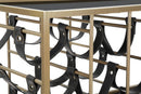 Carrello Black String 79x39,5x82 cm in Ferro e Specchio e PU Oro e Nero      