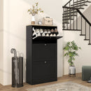 Mobile Scarpiera 3 Ante a Ribalta 60x23,5x115 cm in Legno Nero  