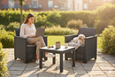 Set Tavolino e 2 Poltrone da Giardino Effetto Rattan Keter Emma Balcony Antracite