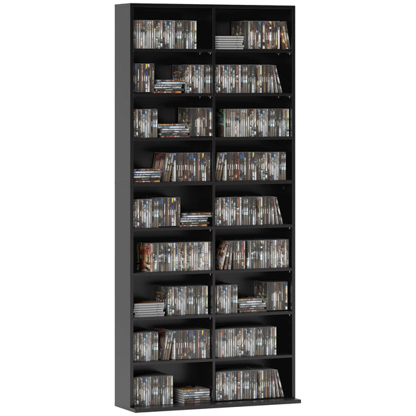 online Libreria Porta CD e DVD 78,5x24x175 cm con 14 Ripiani Regolabili Nero